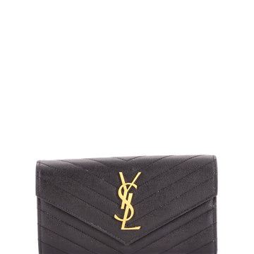 Saint Laurent Classic Monogram Wallet on Chain Matelasse Chevron Leather Small