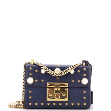 Gucci Pearly Padlock Shoulder Bag Studded Leather Small