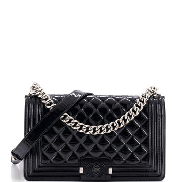 Chanel Boy Flap Bag Quilted Patent Old Medium