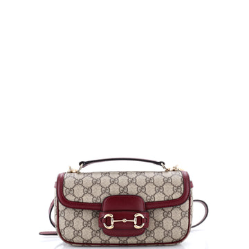 Gucci Horsebit 1955 Shoulder Bag GG Coated Canvas with Leather East West