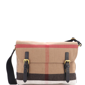 Burberry Baildon Messenger Bag House Check Canvas Large