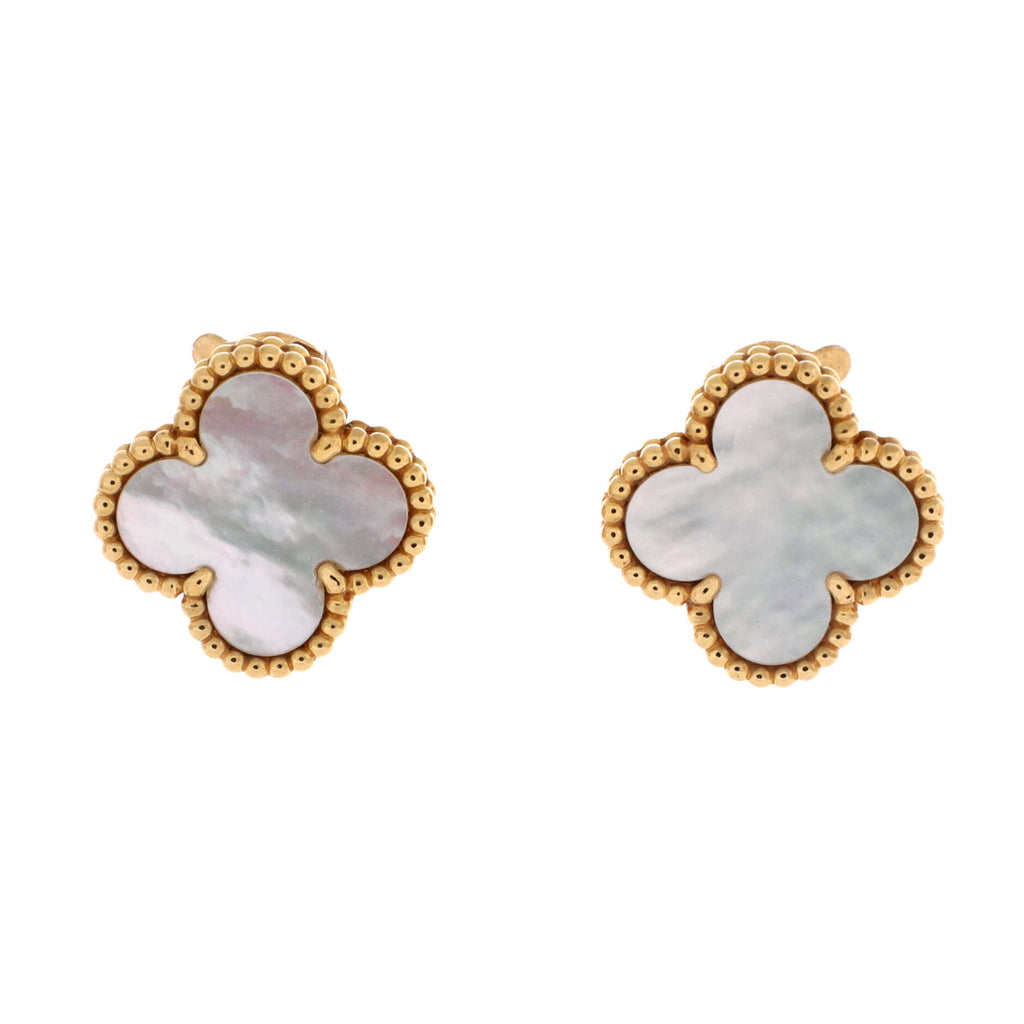 Van Cleef & Arpels Vintage Alhambra Earrings 18K Yellow Gold and Mother ...