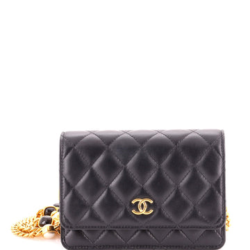 Chanel Resin Pearl Chain Flap Bag Quilted Lambskin Mini