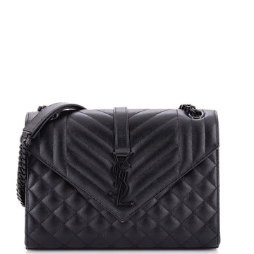 Saint Laurent Classic Monogram Envelope Satchel Mixed Matelasse Leather Medium