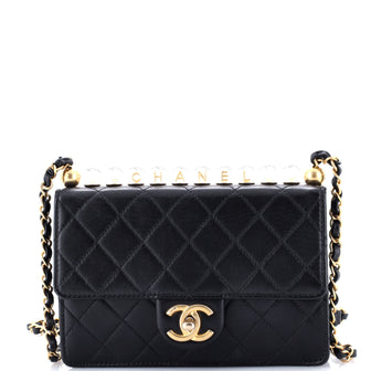 Chanel Chic Pearls Flap Bag Quilted Goatskin with Acrylic Beads Small