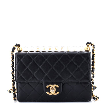 Chanel Chic Pearls Flap Bag Quilted Goatskin with Acrylic Beads Small