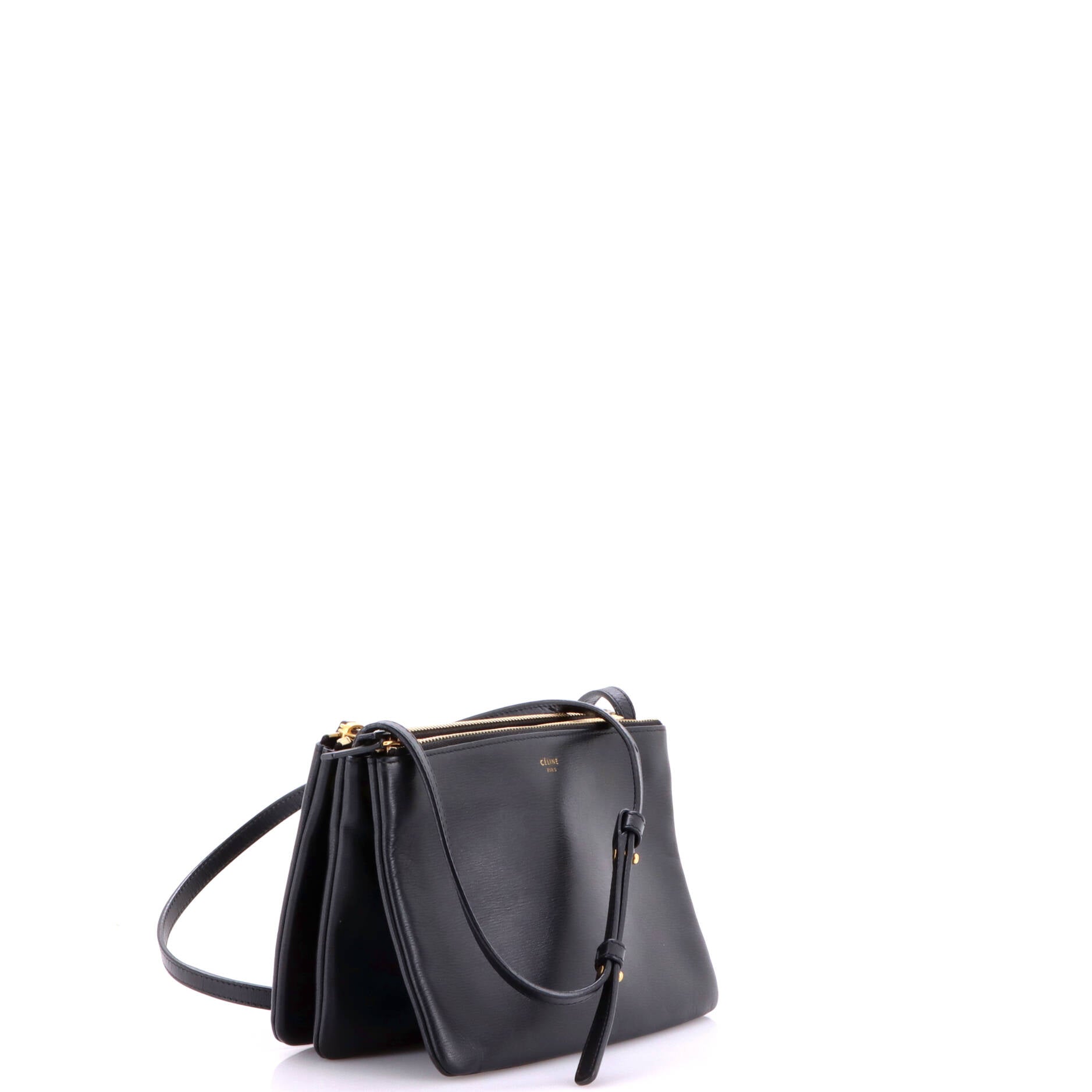 Celine Trio Crossbody Bag Leather Small Black 4630071