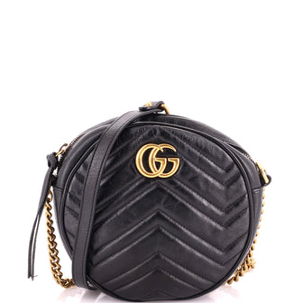 Gucci GG Marmont Round Shoulder Bag Matelasse Leather Mini