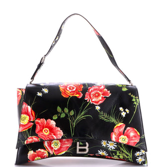 Balenciaga Crush Sling Shoulder Bag Printed Leather Large