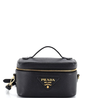 Prada Convertible Top Handle Vanity Shoulder Bag Vitello Daino Mini