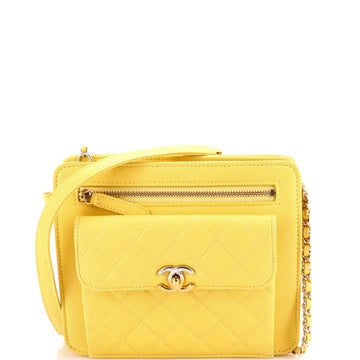 Chanel Front Pocket Square Clutch with Chain Quilted Lambskin Small