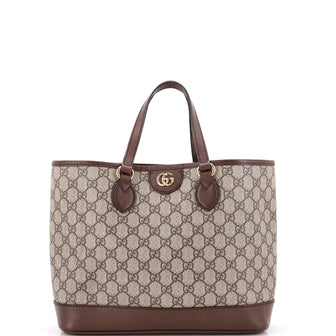 Gucci Ophidia Top Handle Shopping Tote GG Coated Canvas and Leather Small