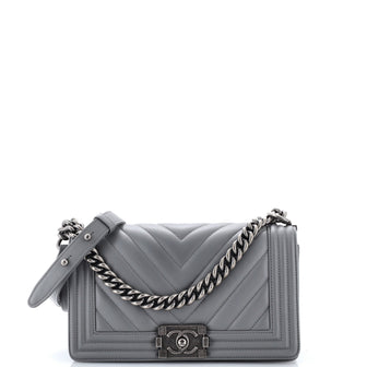 Chanel Boy Flap Bag Chevron Calfskin Old Medium