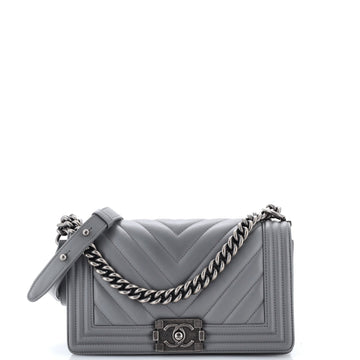 Chanel Boy Flap Bag Chevron Calfskin Old Medium