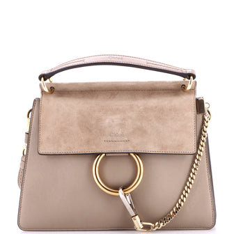 Chloe Faye Top Handle Bag Leather and Suede Small