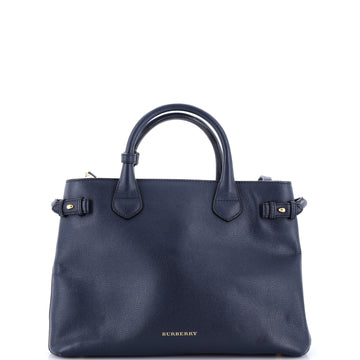 Burberry Banner Tote Leather and House Check Canvas Medium