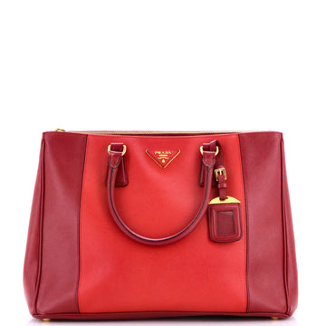 Prada Bicolor Double Zip Lux Tote Saffiano Leather Medium