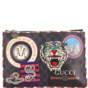 Gucci Night Courrier Pouch GG Coated Canvas with Applique