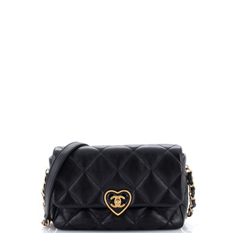 Chanel Coco Love CC Heart Flap Bag Quilted Lambskin Small