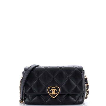 Chanel Coco Love CC Heart Flap Bag Quilted Lambskin Small