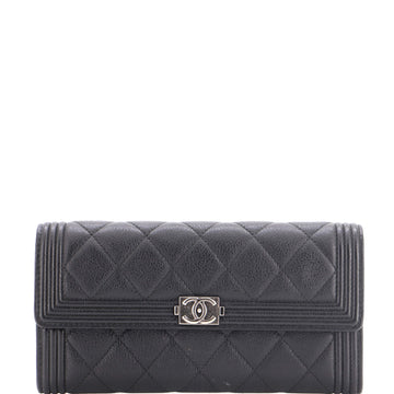Chanel Boy Flap Wallet Quilted Leather Long
