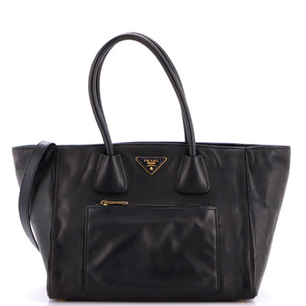 Prada Front Pocket Wing Convertible Tote Soft Calf