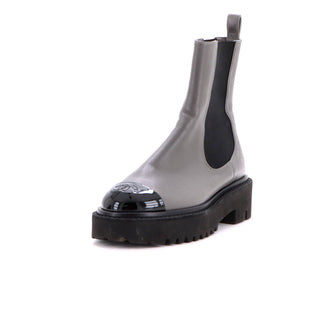 Chanel Women's CC Cap Toe Chelsea Boots Leather with Patent