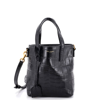 Saint Laurent Shopper Tote Crocodile Embossed Leather Mini Toy