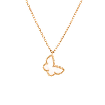 Van Cleef & Arpels Sweet Alhambra Butterfly Pendant Necklace 18K Yellow Gold and Mother of Pearl