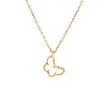 Van Cleef & Arpels Sweet Alhambra Butterfly Pendant Necklace 18K Yellow Gold and Mother of Pearl
