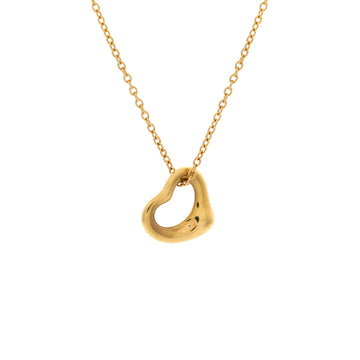 Tiffany & Co. Elsa Peretti Open Heart Pendant Necklace 18K Yellow Gold 11mm