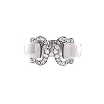 Cartier Vintage C de Cartier Ring 18K White Gold with Diamonds