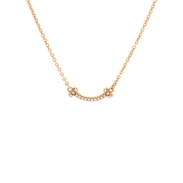 Tiffany & Co. T Smile Pendant Necklace 18K Yellow Gold with Diamonds Mini