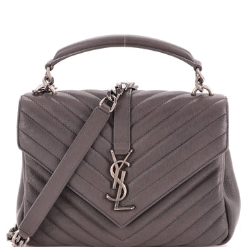 Saint Laurent Classic Monogram College Bag Matelasse Chevron Leather Medium