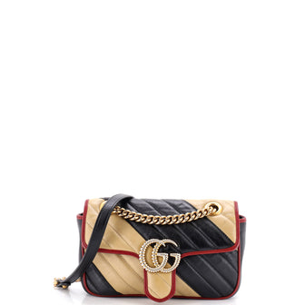 Gucci GG Marmont Flap Bag Diagonal Quilted Leather Mini