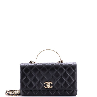 Chanel Coco Crush Top Handle Bag Quilted Caviar Small