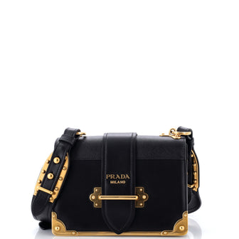 Prada Cahier Crossbody Bag Leather and Saffiano Leather Small