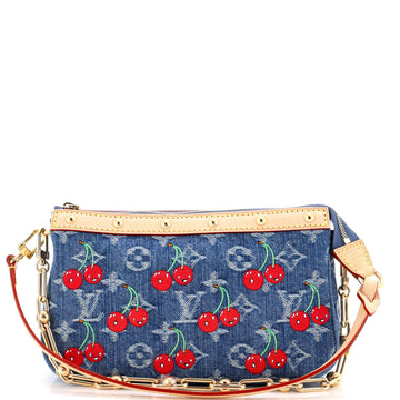Louis Vuitton x Takashi Murakami Chain Pochette Accessoires NM Limited Edition Monogram Cerises Denim