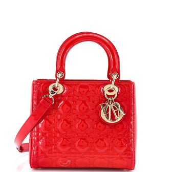 Christian Dior Lady Dior Bag Cannage Quilt Patent Medium