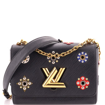 Louis Vuitton Twist Handbag Limited Edition Flower Embellished Epi Leather MM