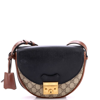 Gucci Padlock Saddle Shoulder Bag GG Coated Canvas and Leather Small