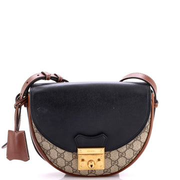Gucci Padlock Saddle Shoulder Bag GG Coated Canvas and Leather Small