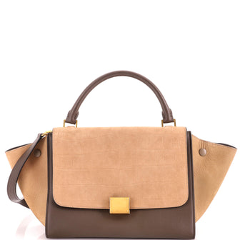 Celine Trapeze Bag Crocodile Embossed Nubuck Small