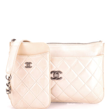 Chanel Multi Pochette Crossbody Bag Quilted Lambskin Medium