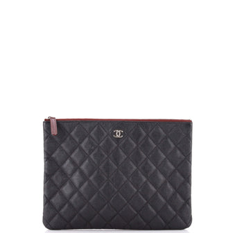 Chanel O Case Clutch Quilted Caviar Medium