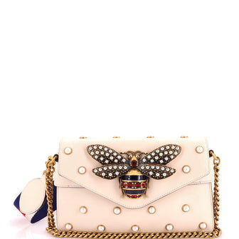 Gucci Broadway Pearly Bee Shoulder Bag Embellished Leather Mini