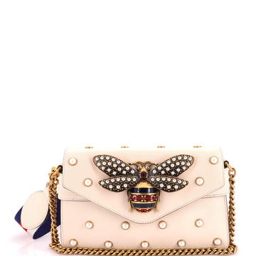 Gucci Broadway Pearly Bee Shoulder Bag Embellished Leather Mini