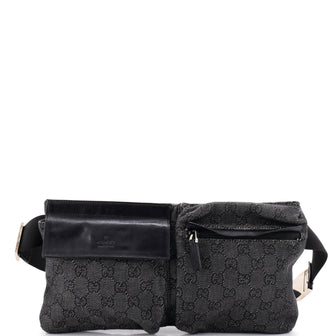 Gucci Vintage Double Belt Bag GG Denim