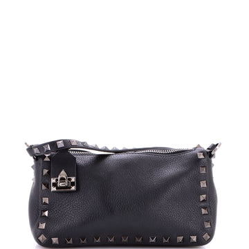 Valentino Garavani Rockstud Flip Lock Zipped Handle Crossbody Bag Grainy Leather Small
