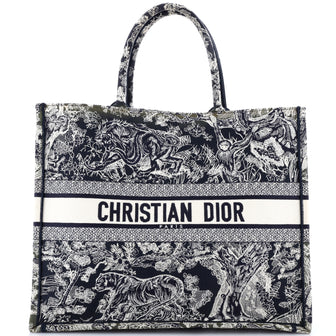 Christian Dior Book Tote Embroidered Canvas Large